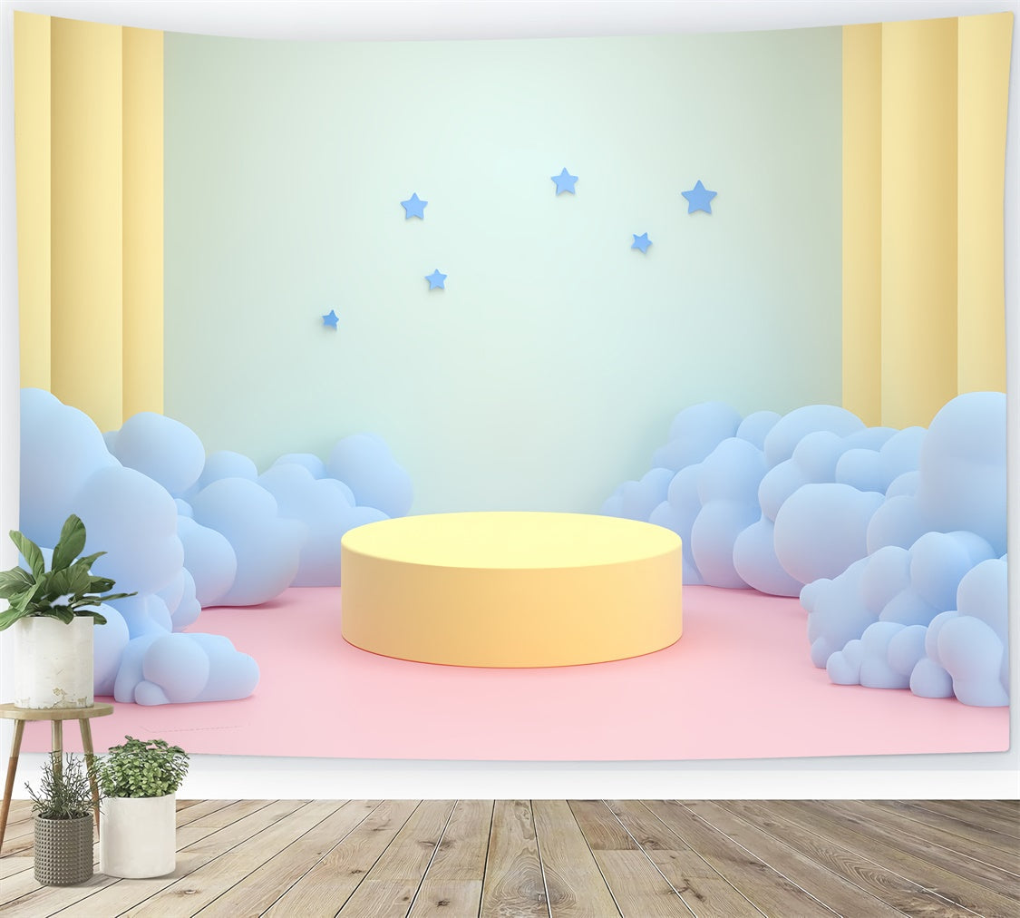 Toile de fond Nuages Scène Jaune Nuages Bleus CSH4-258