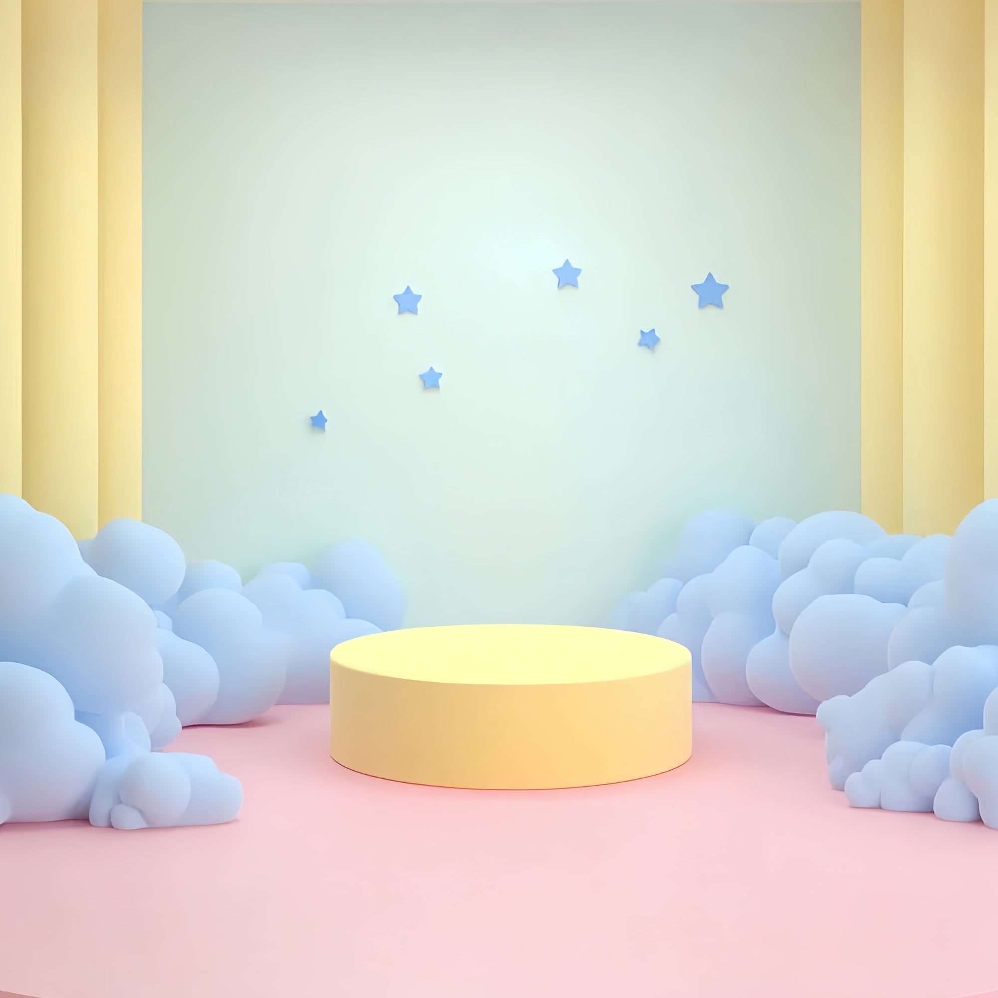 Toile de fond Nuages Scène Jaune Nuages Bleus CSH4-258