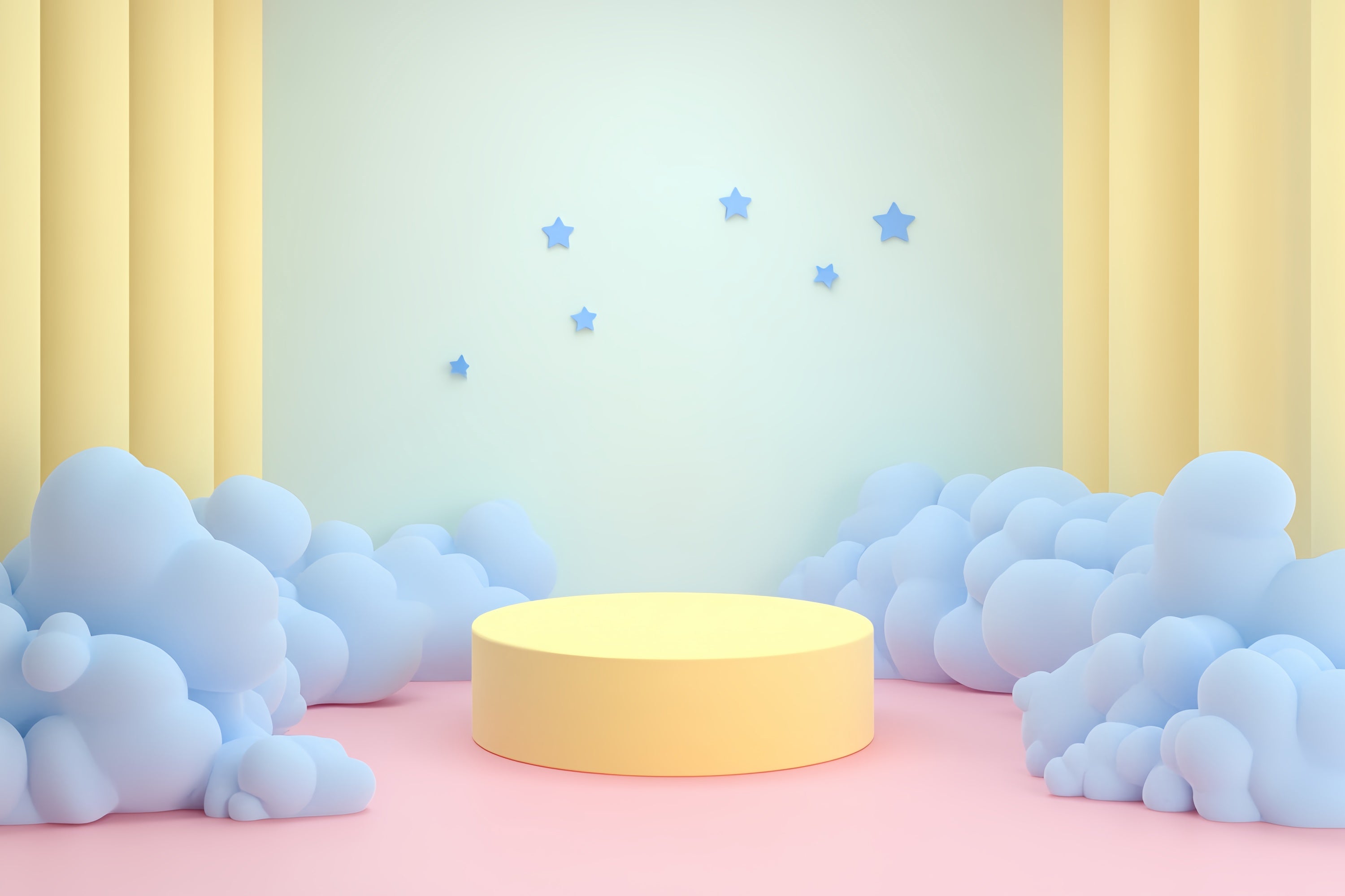 Toile de fond Nuages Scène Jaune Nuages Bleus CSH4-258