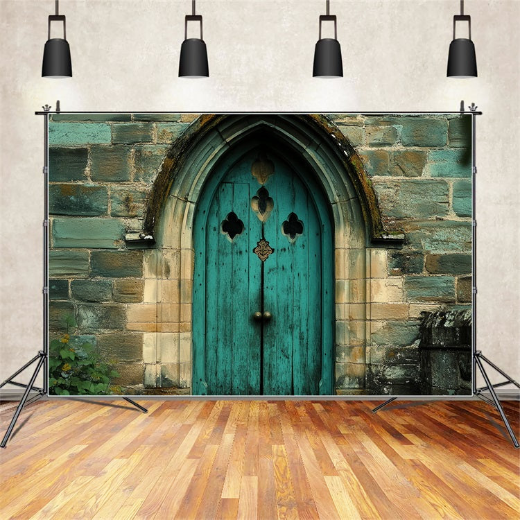 Toile de fond Victorienne Porte en Bois Teal Vintage CSH4-275