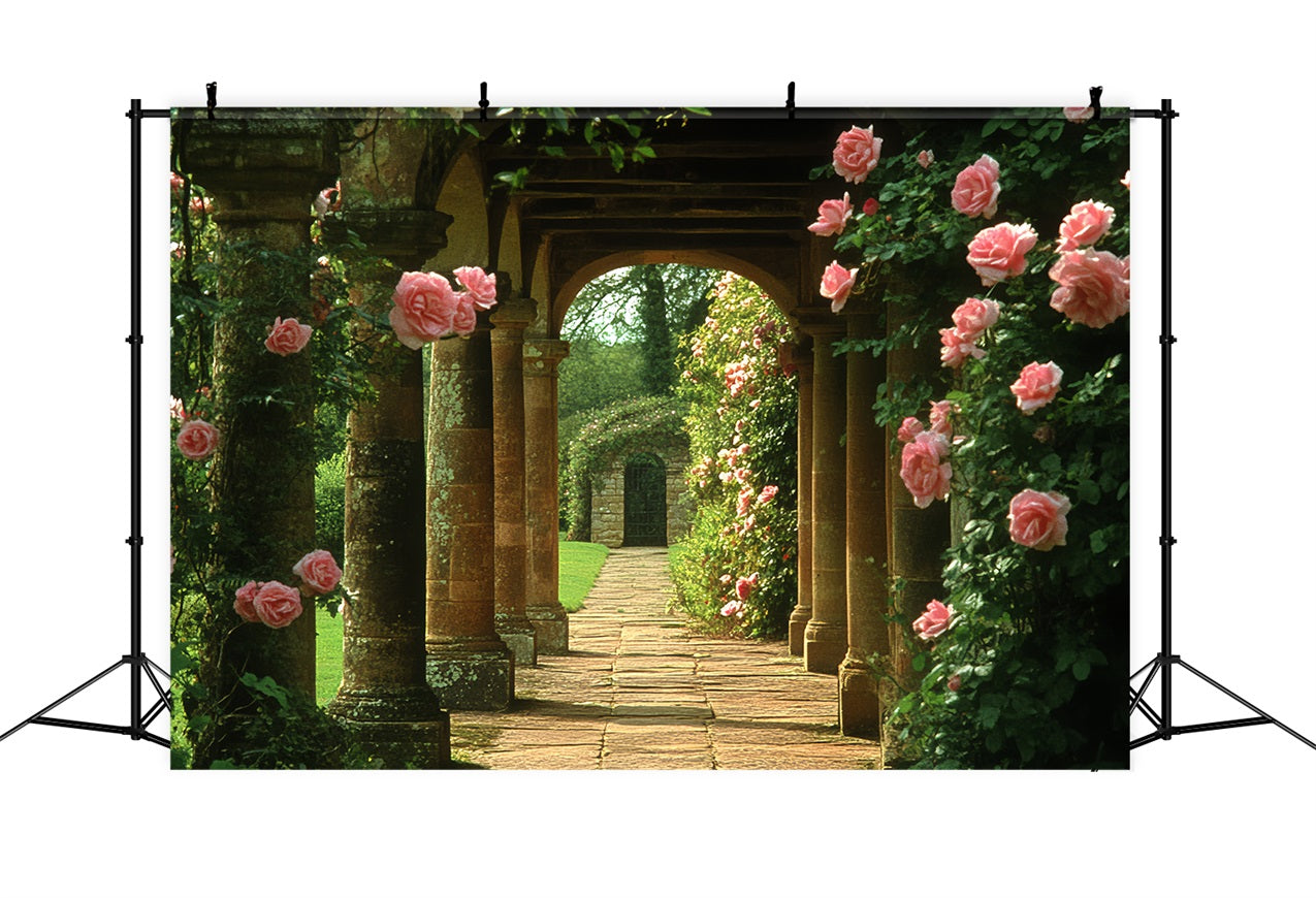 Toile de fond Vintage Arche Grimpante Roses Corridor CSH4-277