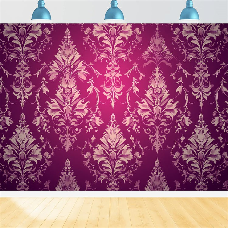 Toile de fond Vintage Damassé Bordeaux Motif Floral CSH4-282