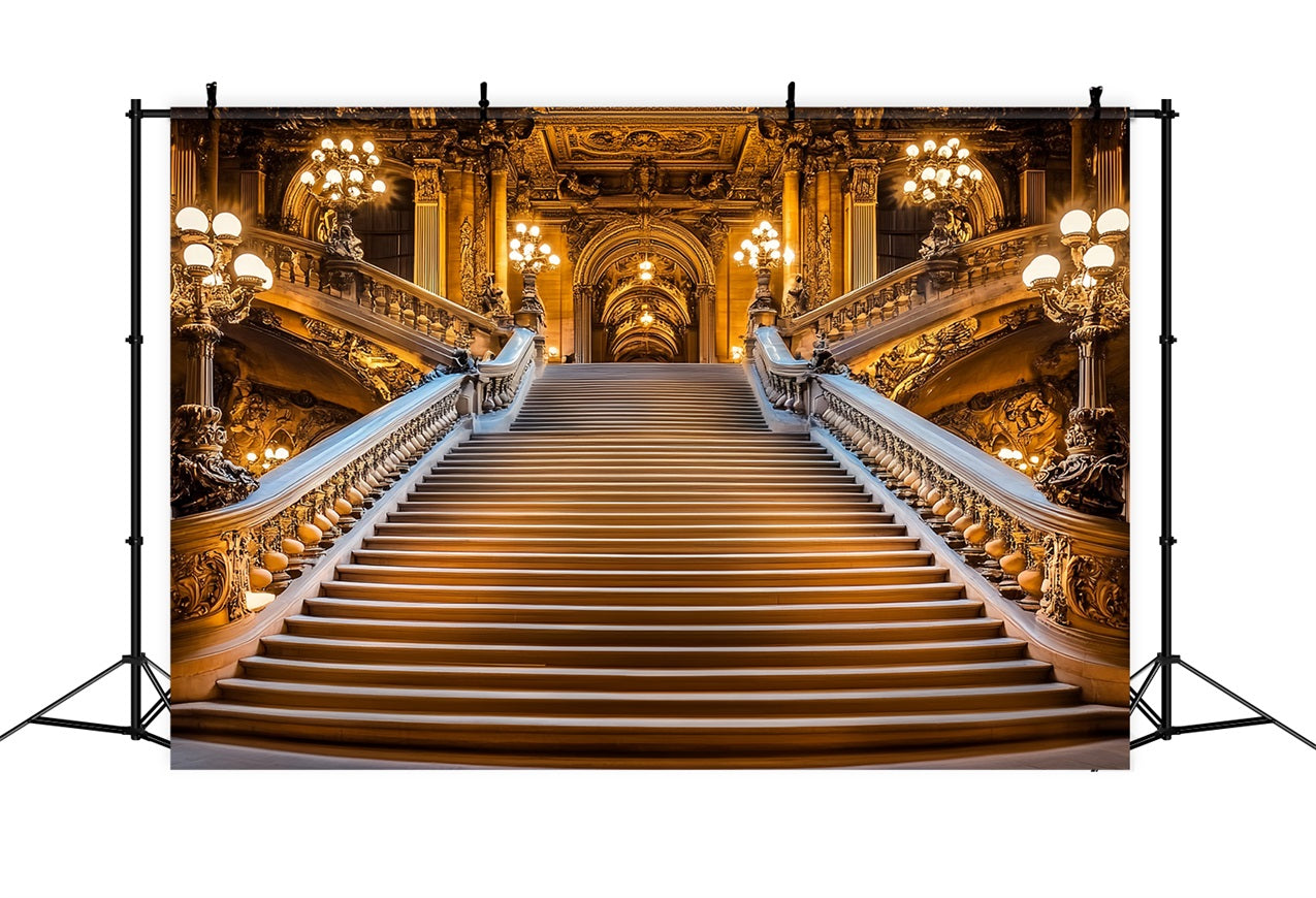 Toile de fond Victorienne Escalier Doré Palais Vintage CSH4-284