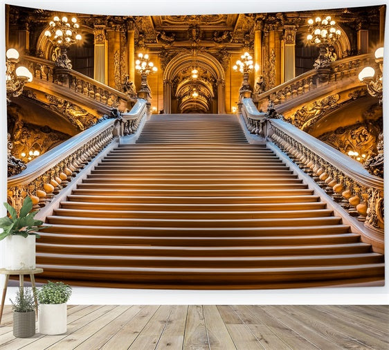 Toile de fond Victorienne Escalier Doré Palais Vintage CSH4-284