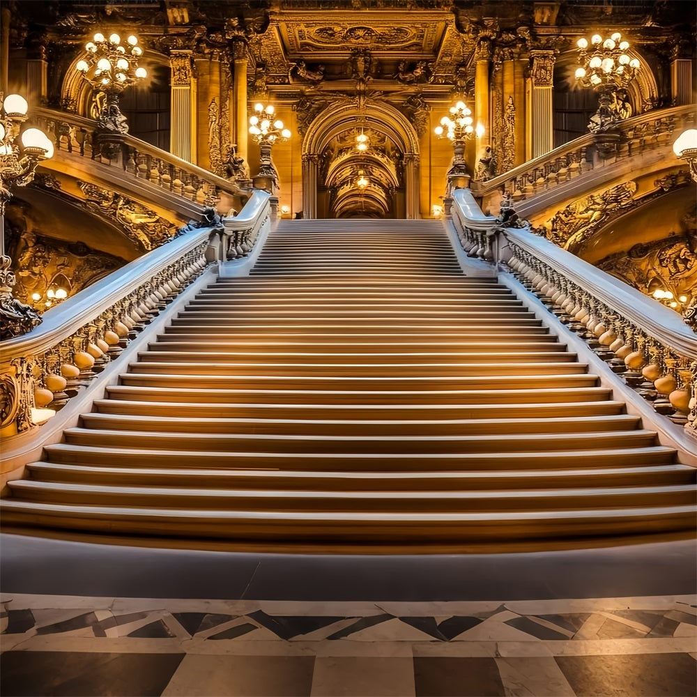 Toile de fond Victorienne Escalier Doré Palais Vintage CSH4-284