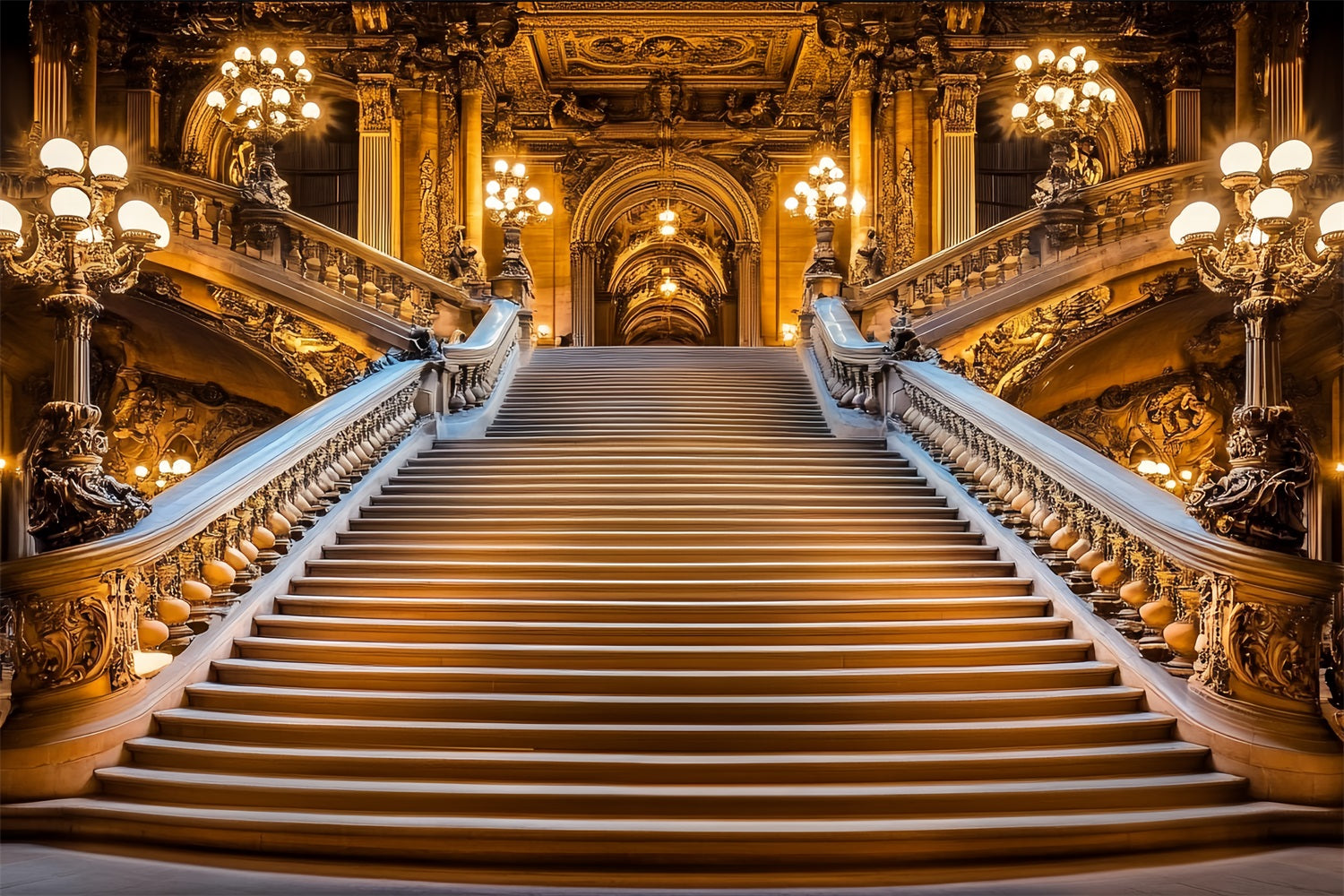 Toile de fond Victorienne Escalier Doré Palais Vintage CSH4-284