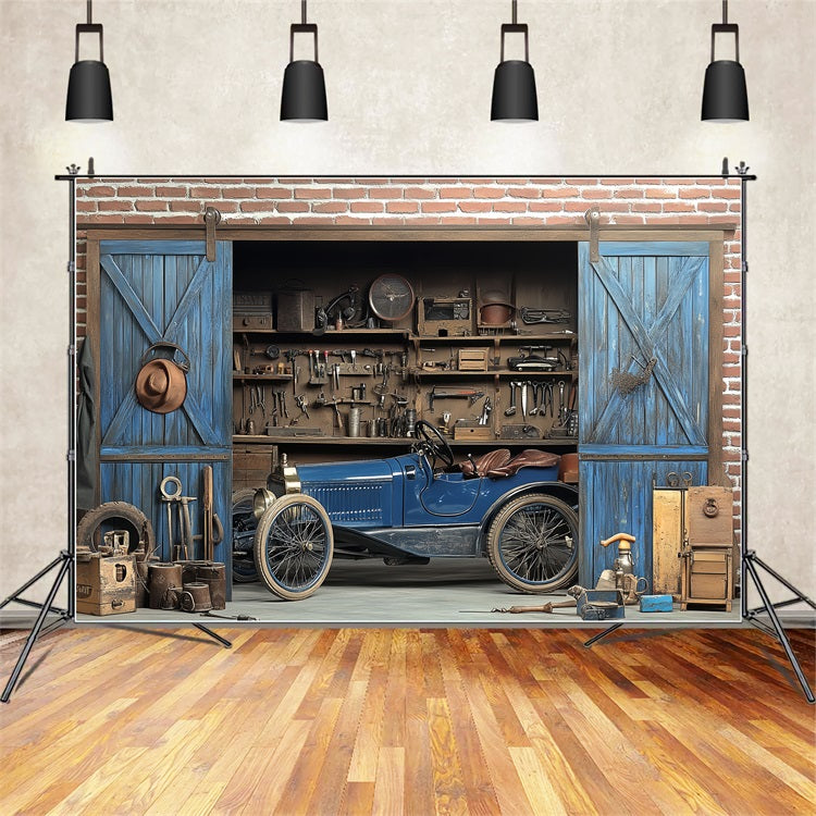 Toile de fond Antique Photo Atelier de Voitures Photographie Vintage CSH4-297