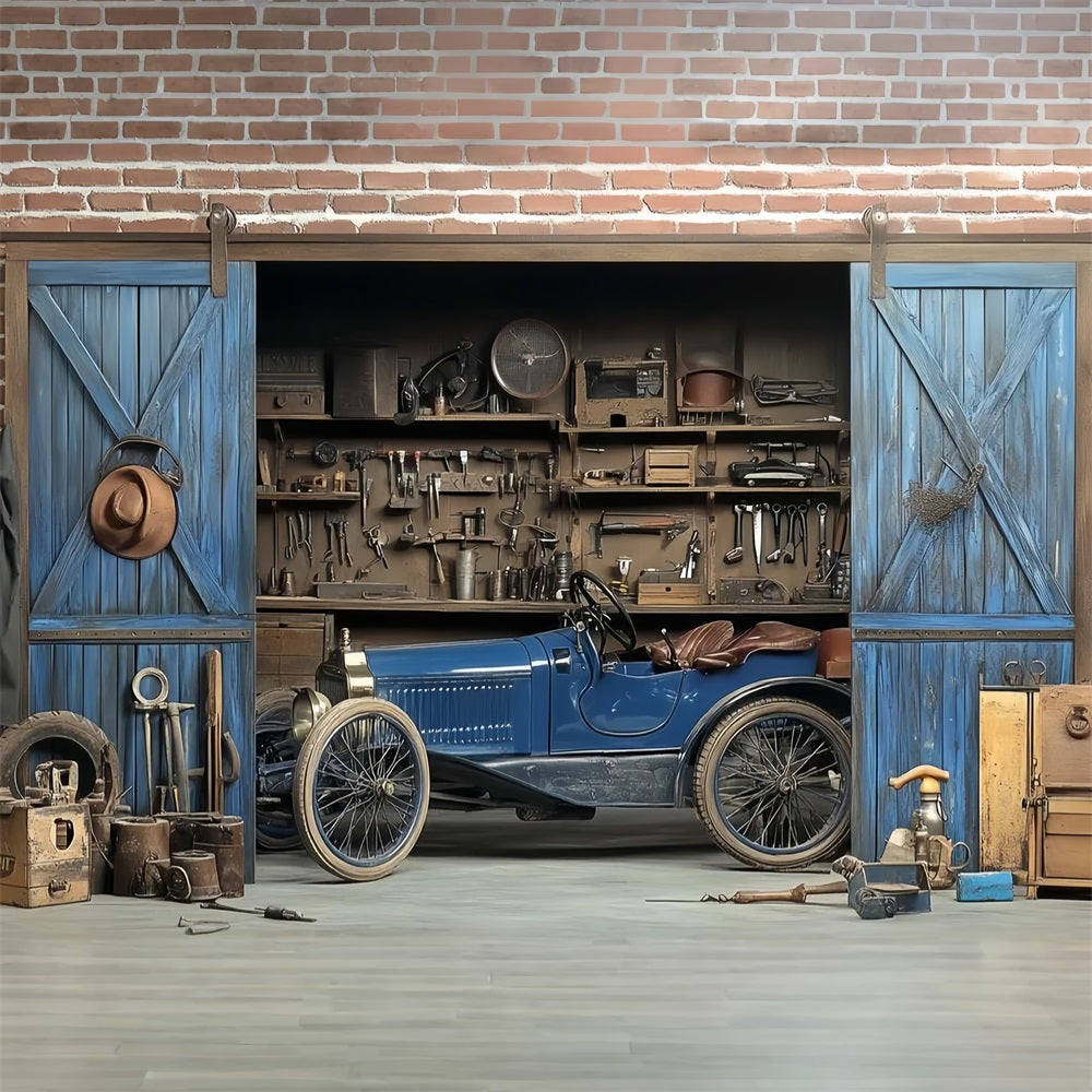 Toile de fond Antique Photo Atelier de Voitures Photographie Vintage CSH4-297