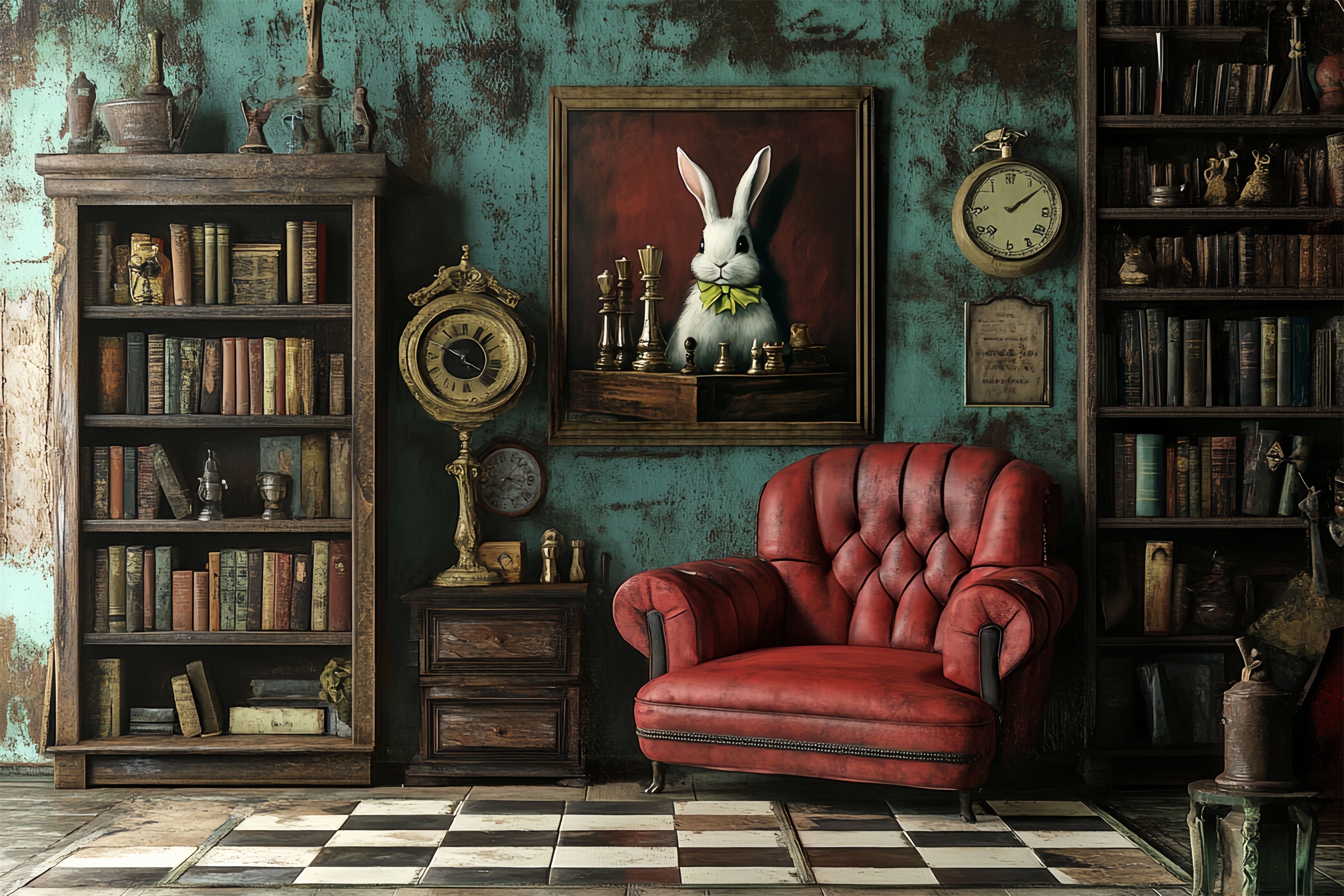 Toile de fond Antique Meubles Bibliothèque Photo Vintage CSH4-300