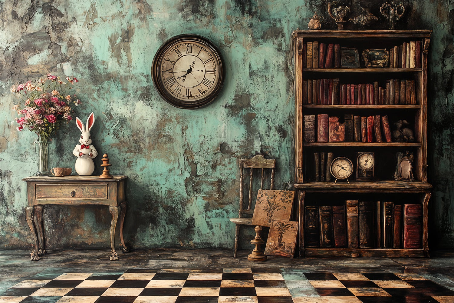 Toile de fond Antique Photo Alice au Pays des Merveilles Vintage CSH4-301