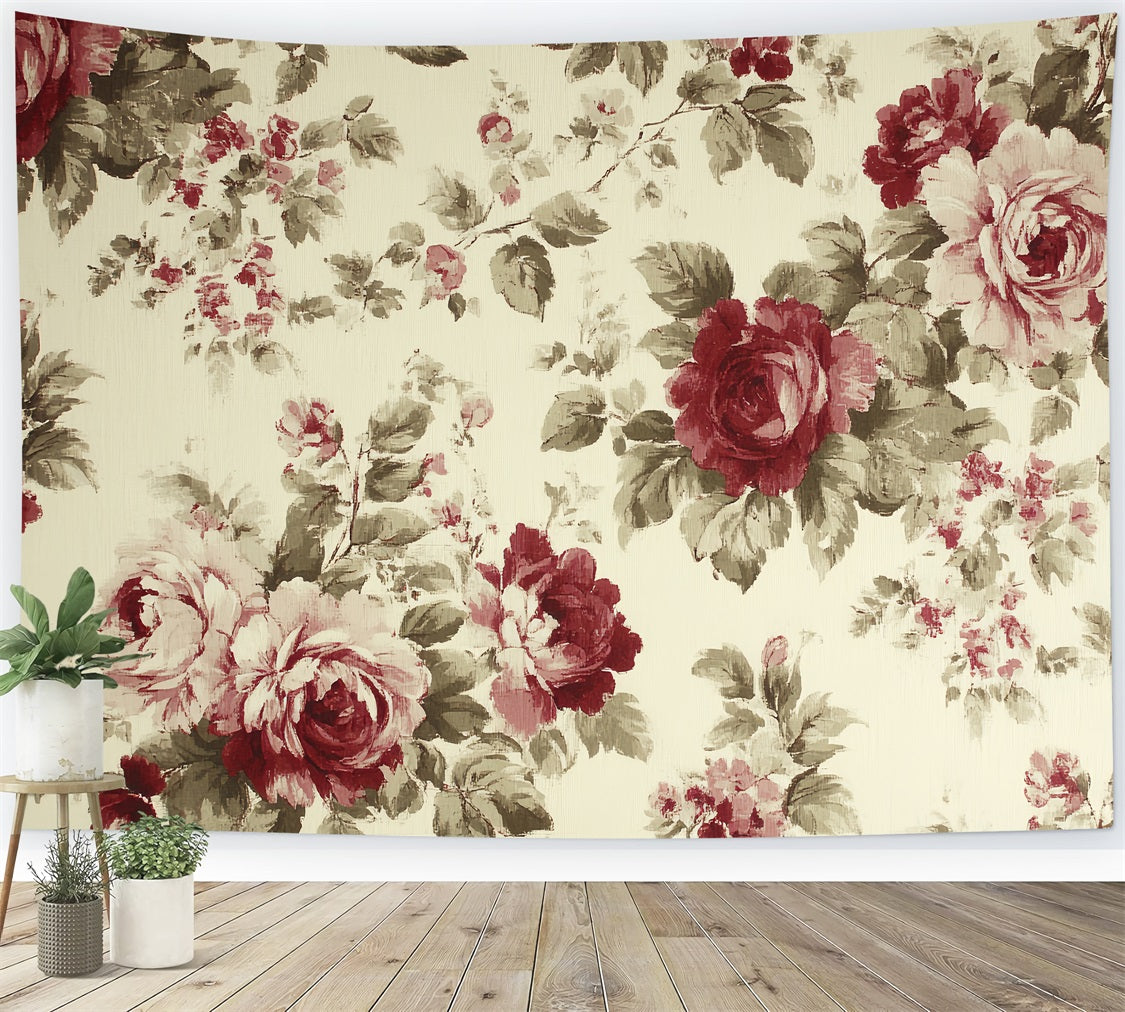 Toile de fond Photo Vintage Roses Rouges Florales CSH4-304