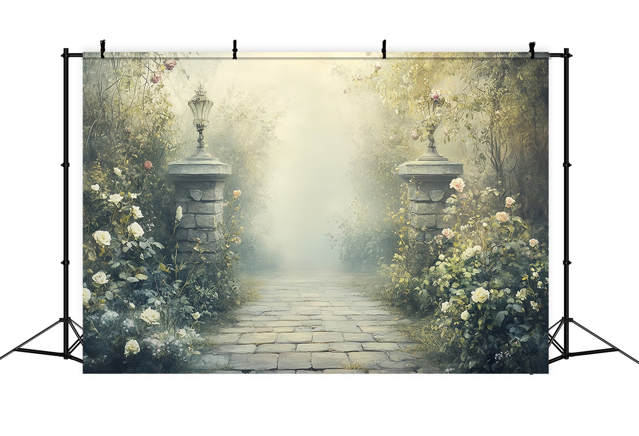 Toile de fond Vintage Pour Photographie Colonnes Sentier Jardin CSH4-310