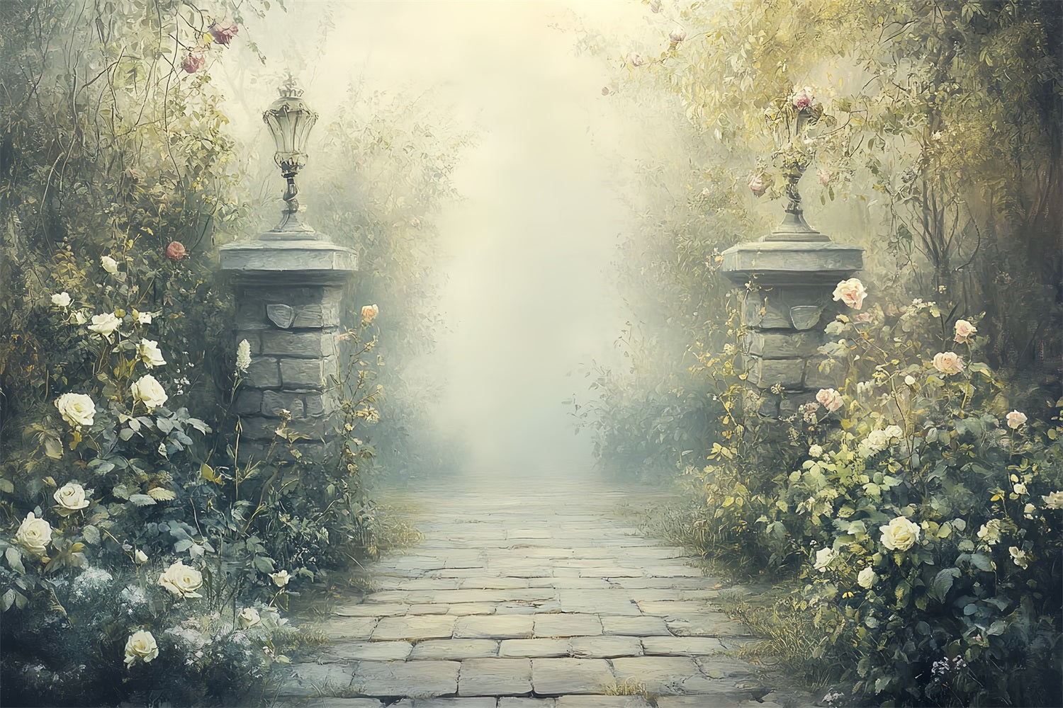 Toile de fond Vintage Pour Photographie Colonnes Sentier Jardin CSH4-310