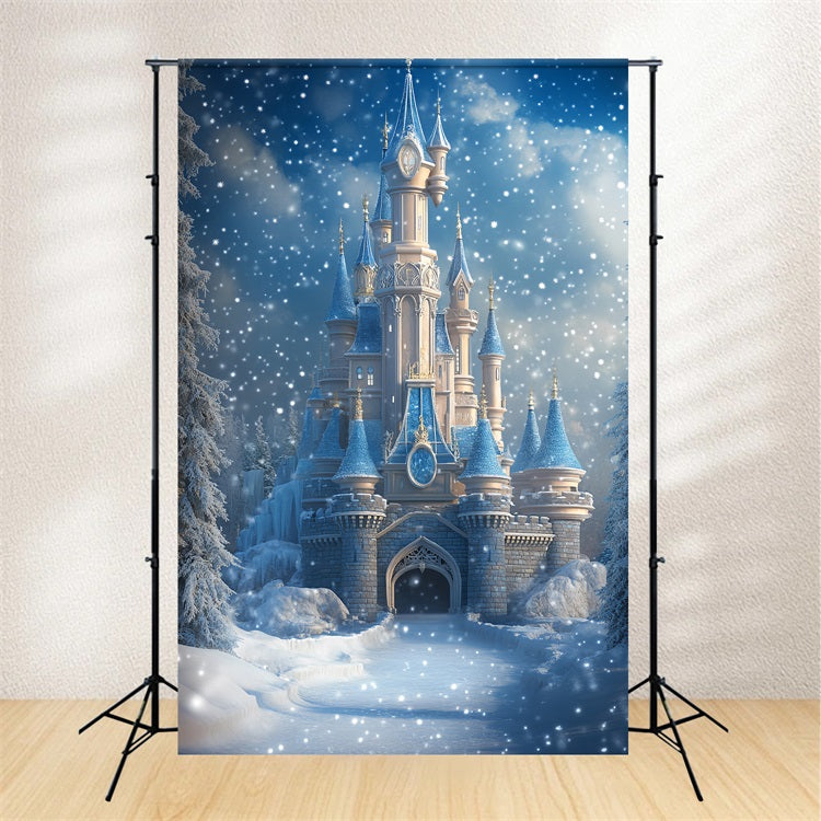 Toile de fond Château Gelé Neige d’Hiver Tombante CSH4-323