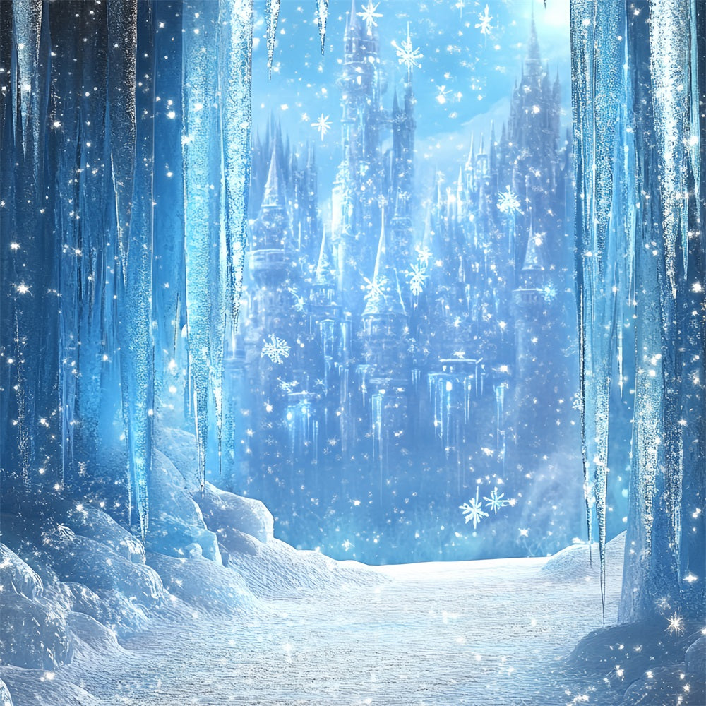 Toile de fond Château Gelé Sentier de Glace Étincelant CSH4-326