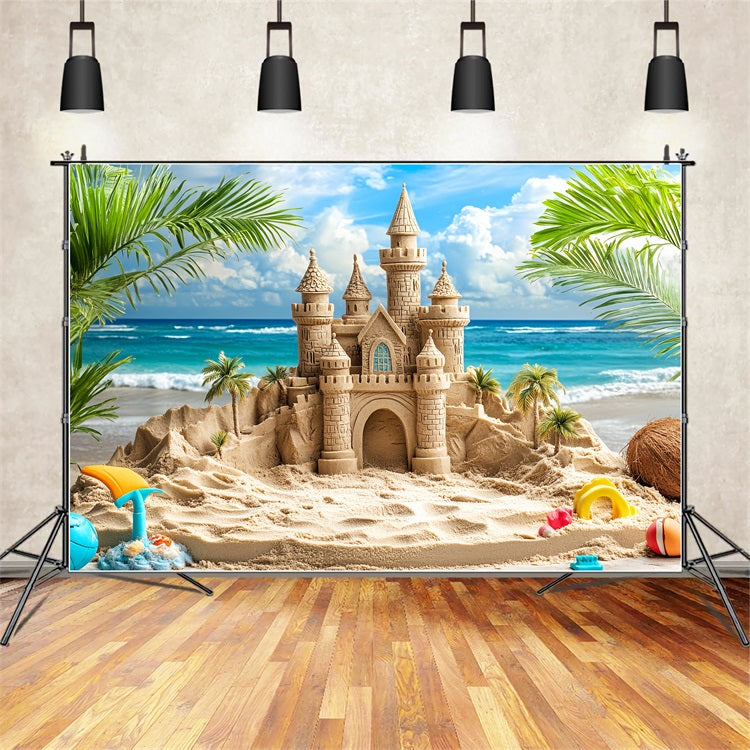 Toile de fond Château d’Été Château de Sable Vagues CSH4-327
