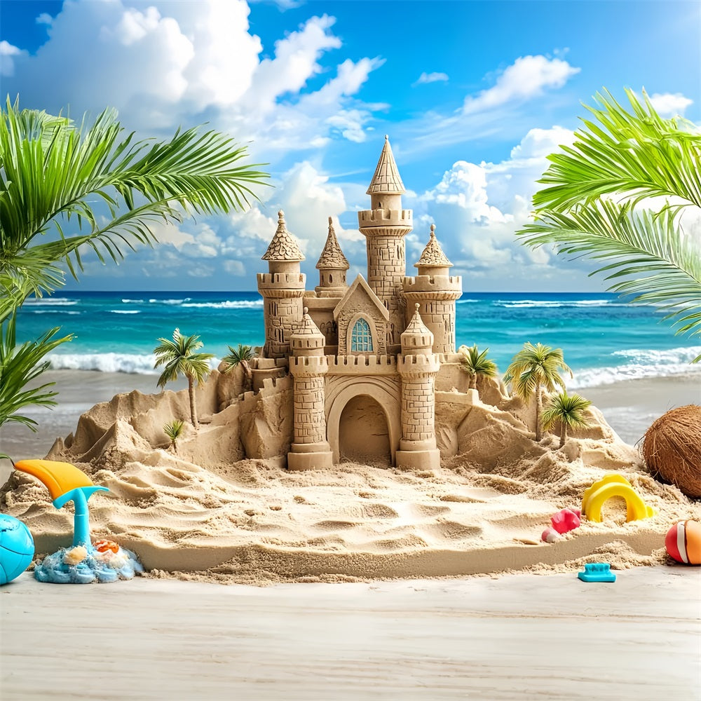Toile de fond Château d’Été Château de Sable Vagues CSH4-327