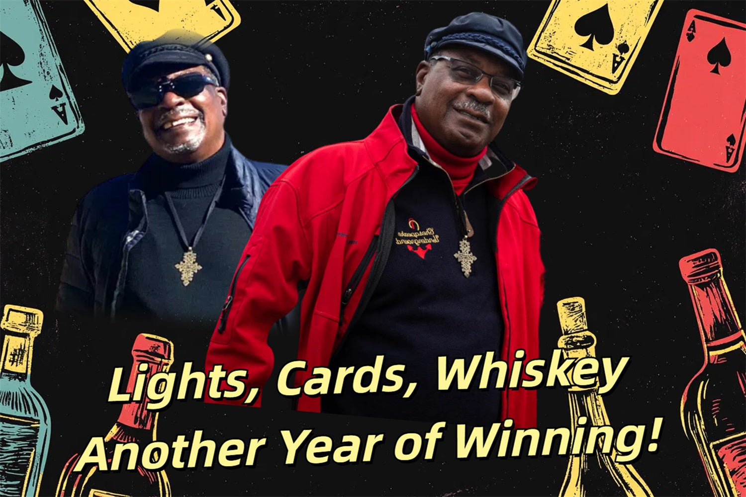 Toile de fond Personnalisable Anniversaire Cartes de Poker Ambiance Whisky CSH4-33