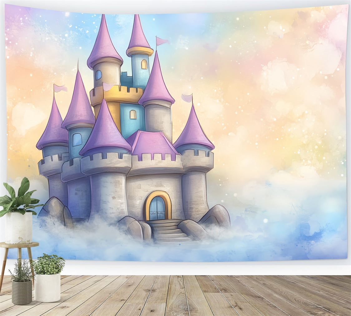 Toile de fond Château Nuages de Dessin Animé Rêveur CSH4-334