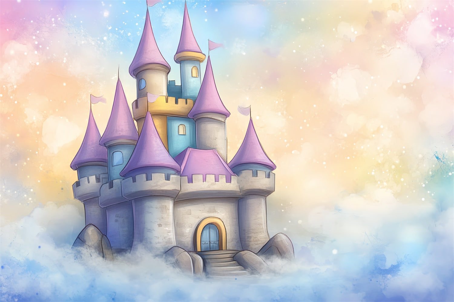 Toile de fond Château Nuages de Dessin Animé Rêveur CSH4-334