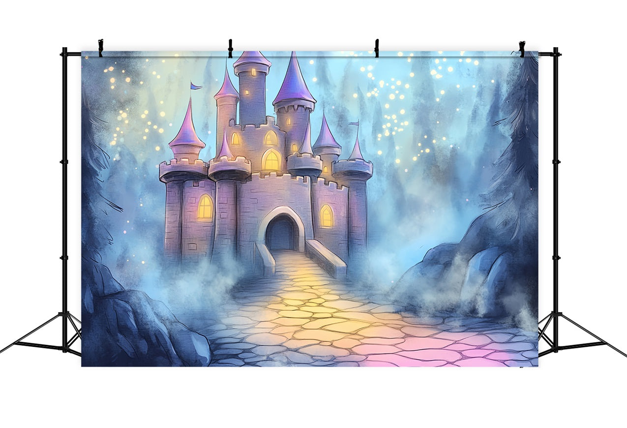 Toile de fond Château Nuit Magique Forêt Brumeuse CSH4-335