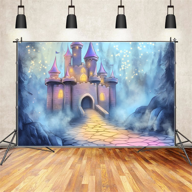 Toile de fond Château Nuit Magique Forêt Brumeuse CSH4-335