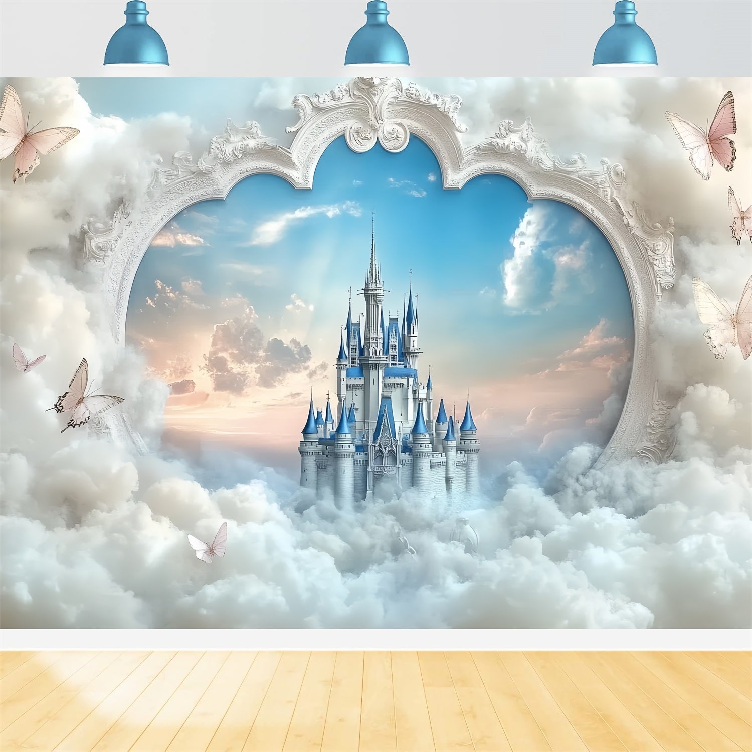 Toile de fond Château Portail en Cœur Vue Céleste CSH4-336