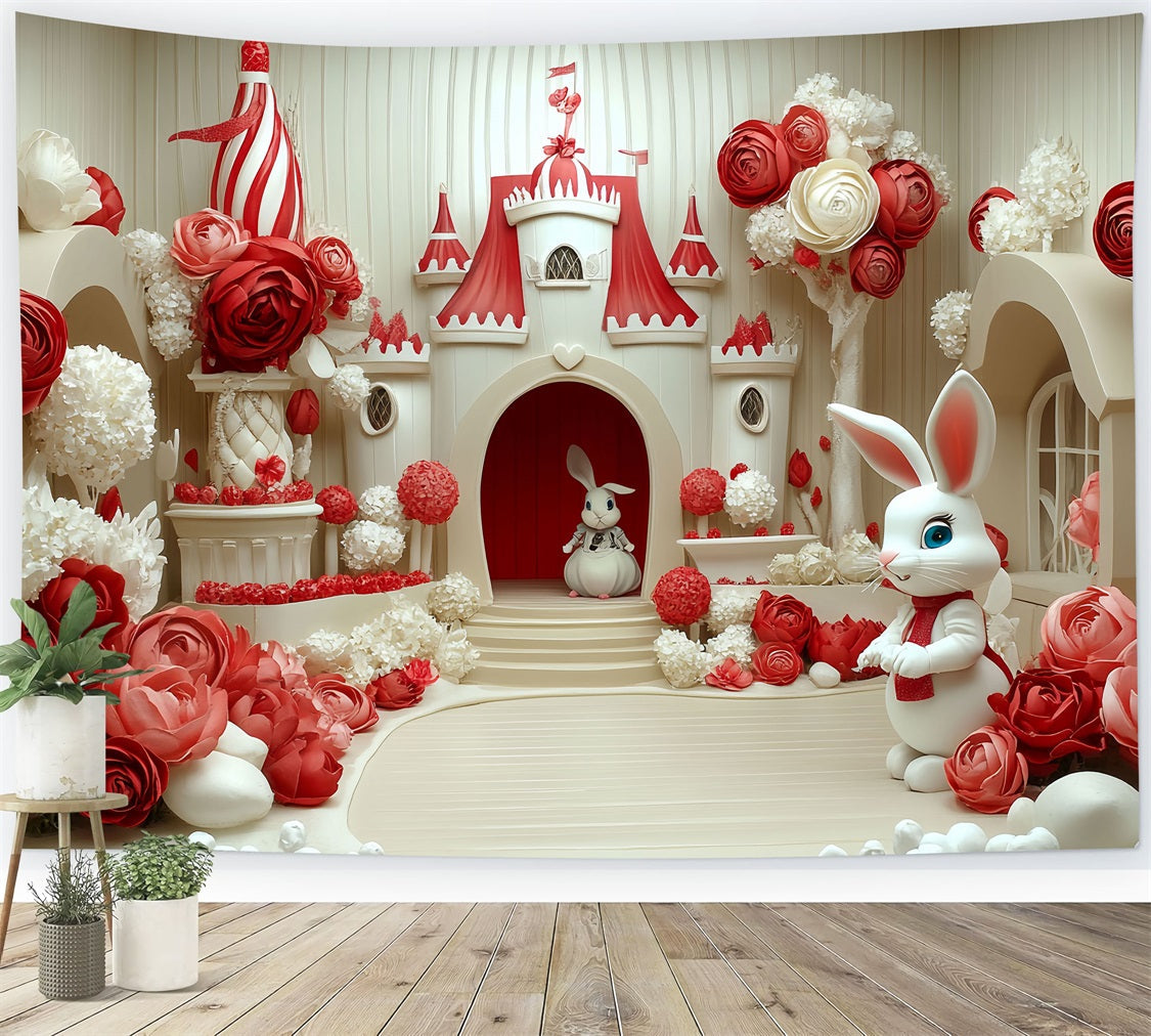 Toile de fond Intérieur Château Paradis Floral Lapin CSH4-339