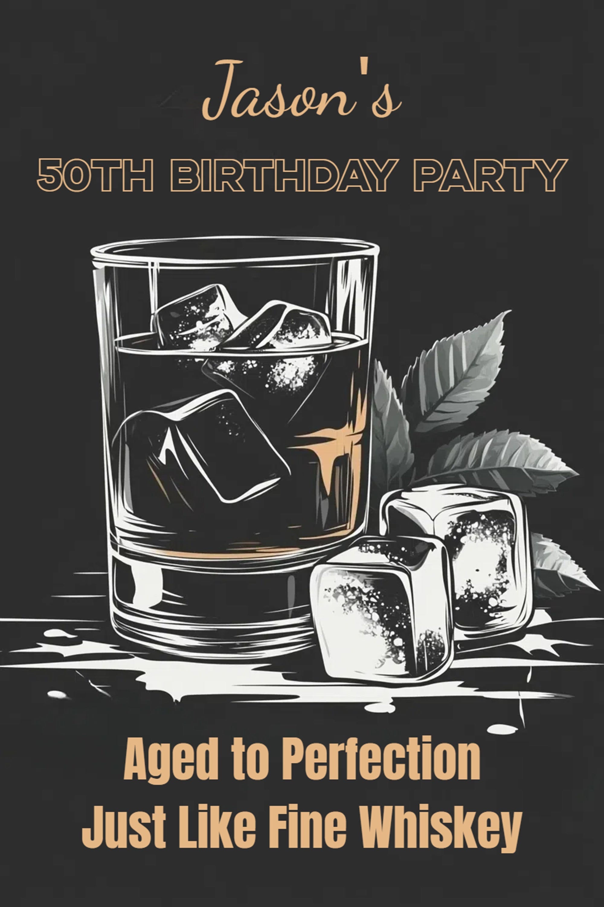 Toile de fond Anniversaire Personnalisé Verre de Whisky Classique CSH4-34