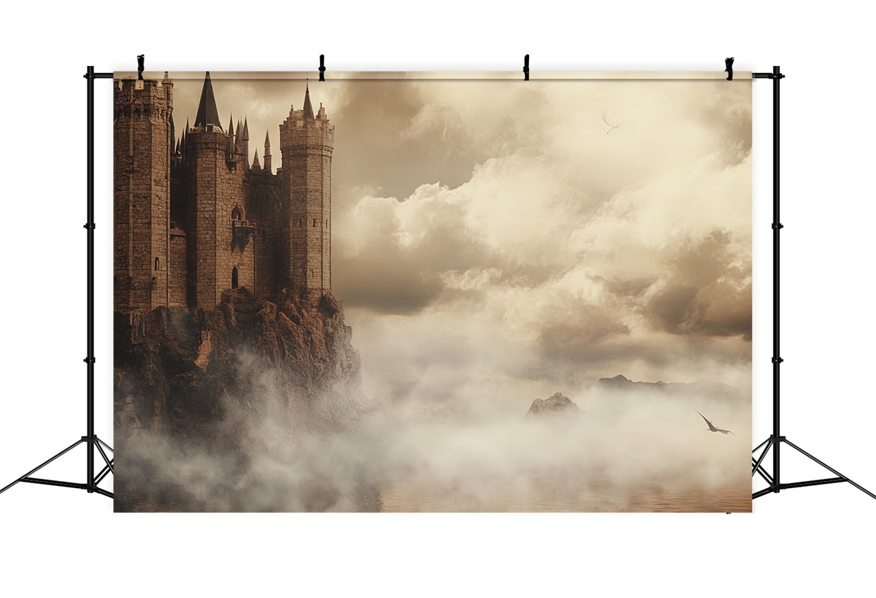 Toile de fond Château Falaises Brumeuses Océan CSH4-342
