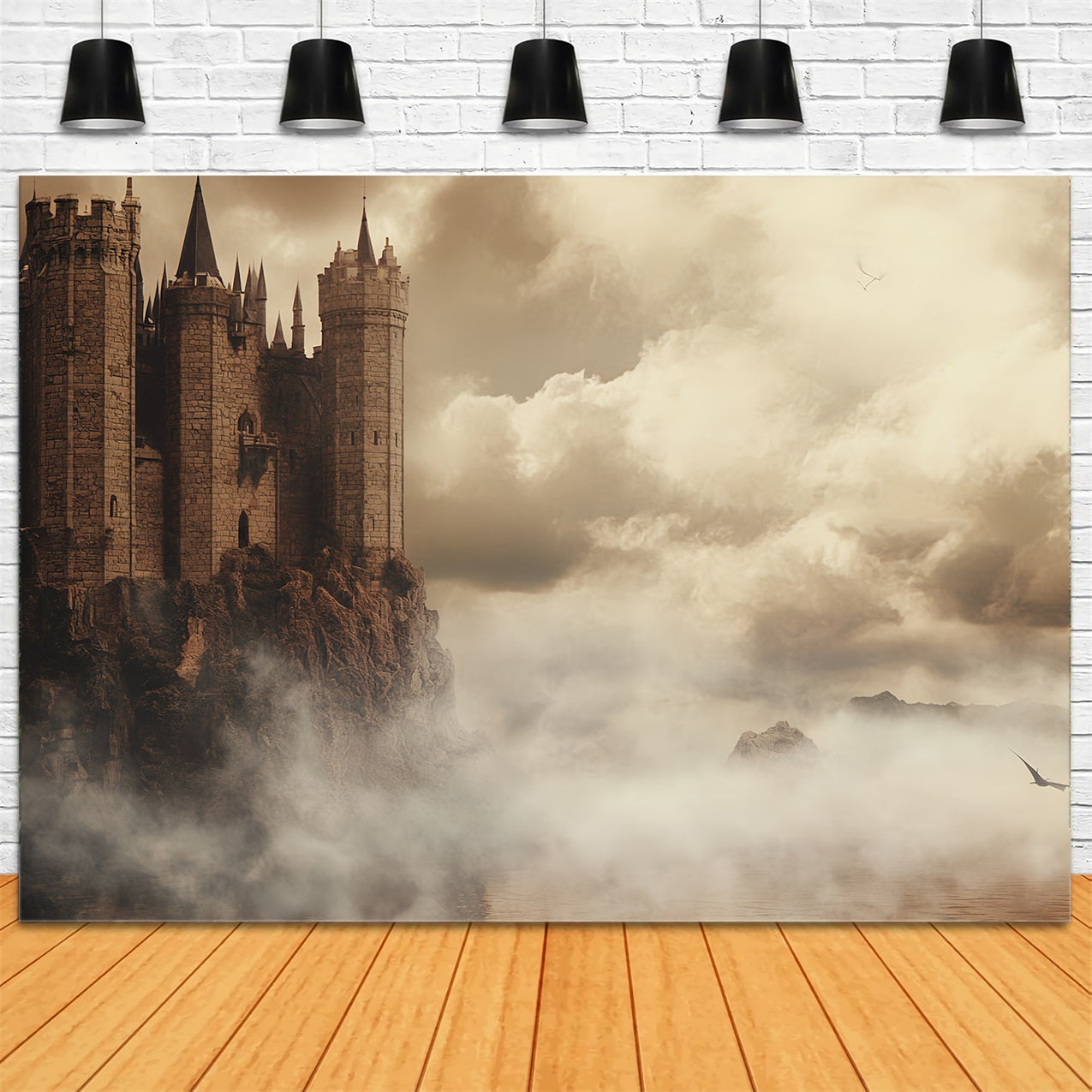 Toile de fond Château Falaises Brumeuses Océan CSH4-342
