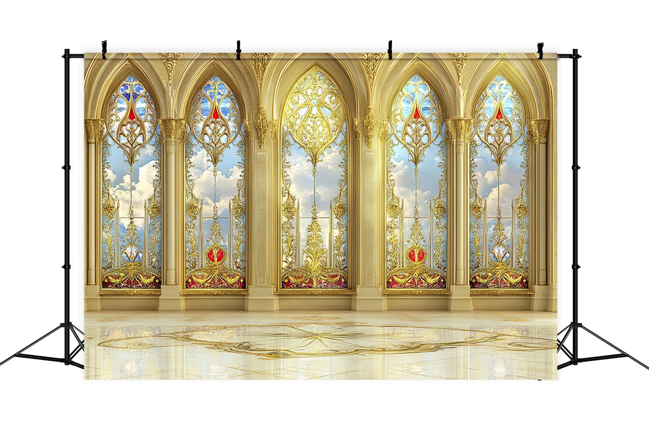 Toile de fond Intérieur Château Fenêtres Dorées du Palais Ciels CSH4-343