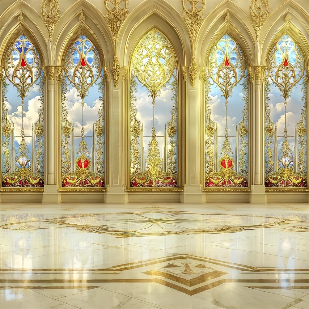Toile de fond Intérieur Château Fenêtres Dorées du Palais Ciels CSH4-343