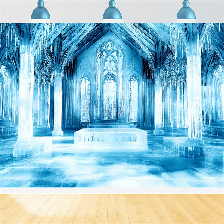 Toile de fond Château de Glace Palais Gelé Colonnes de Cristal CSH4-345