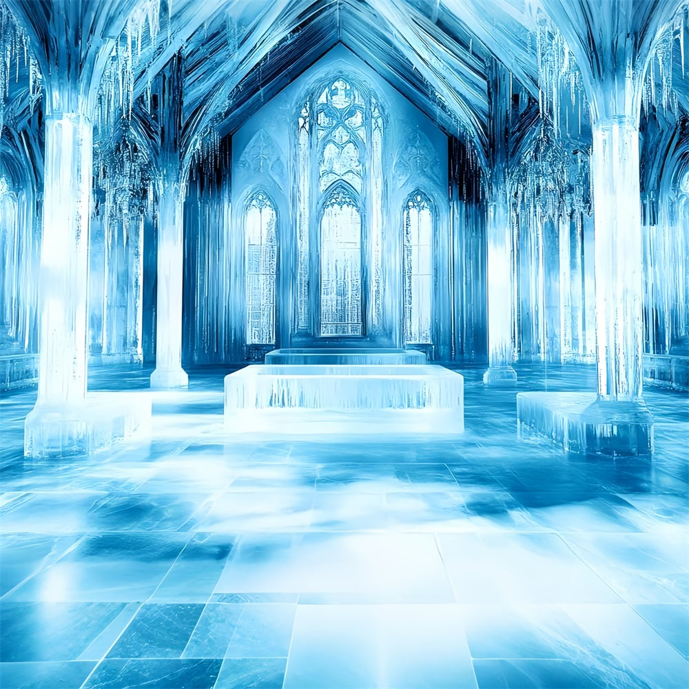Toile de fond Château de Glace Palais Gelé Colonnes de Cristal CSH4-345