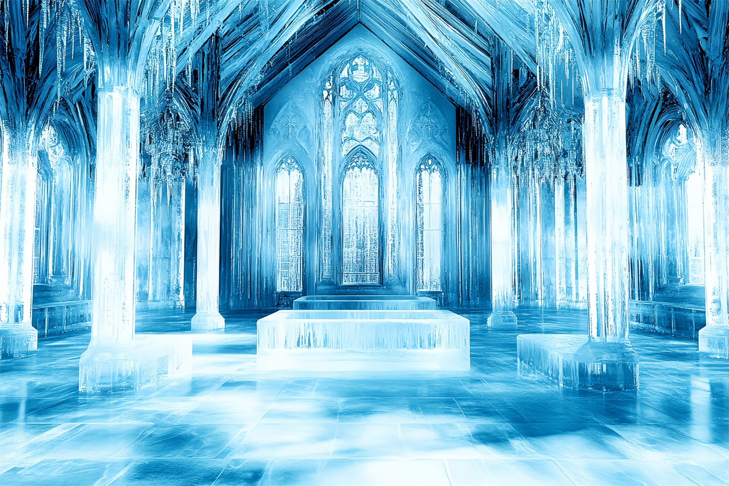 Toile de fond Château de Glace Palais Gelé Colonnes de Cristal CSH4-345