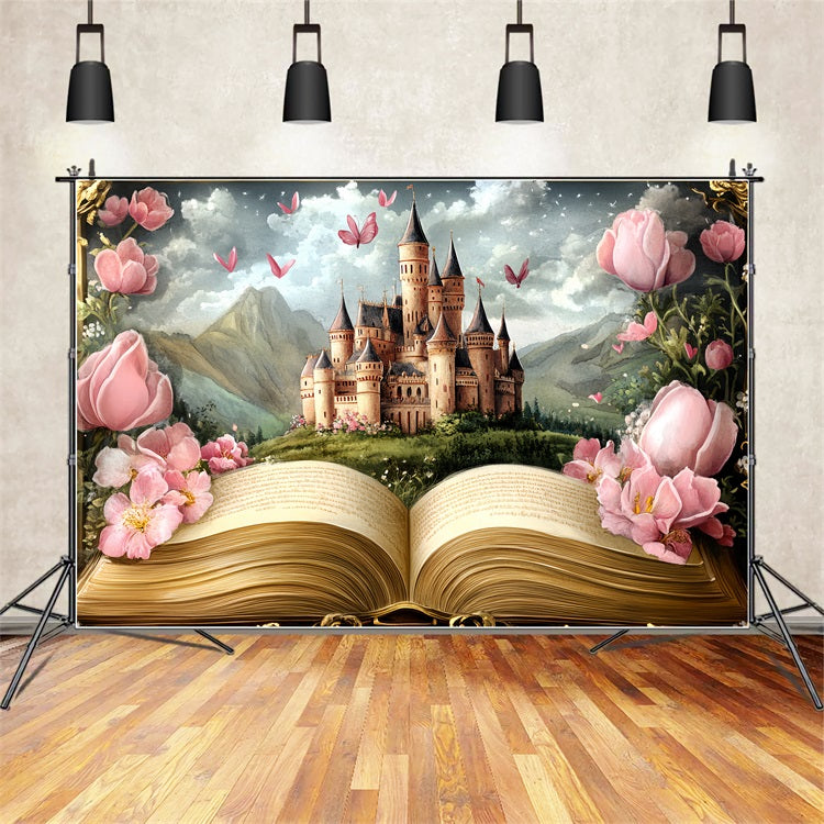 Toile de fond Château de Princesse Scène Florale de Conte CSH4-348