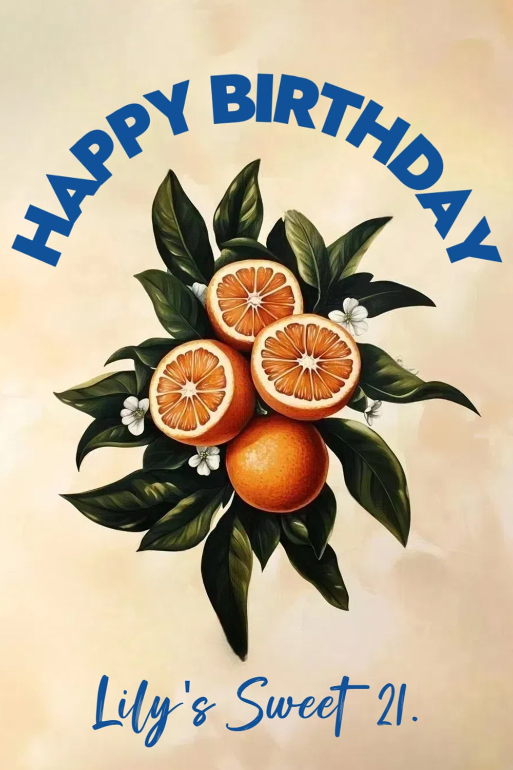 Toile de fond Anniversaire Personnalisé Agrumes Verts Feuilles CSH4-35