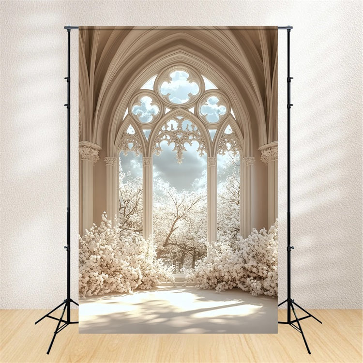 Toile de fond Intérieur Château Fenêtre Gothique Florale CSH4-353