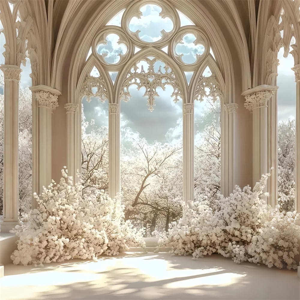 Toile de fond Intérieur Château Fenêtre Gothique Florale CSH4-353