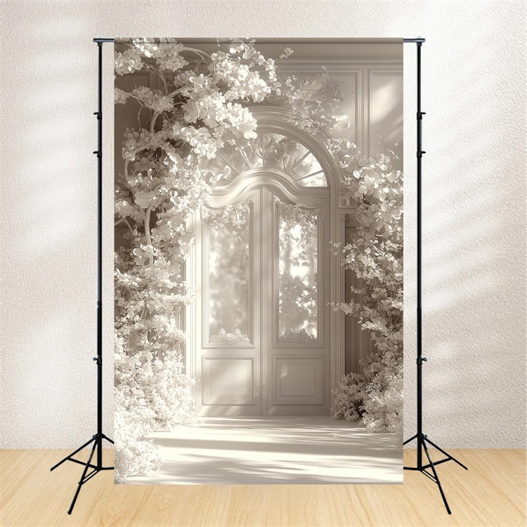 Toile de fond Intérieur Château Arche de Fleurs Blanches CSH4-357
