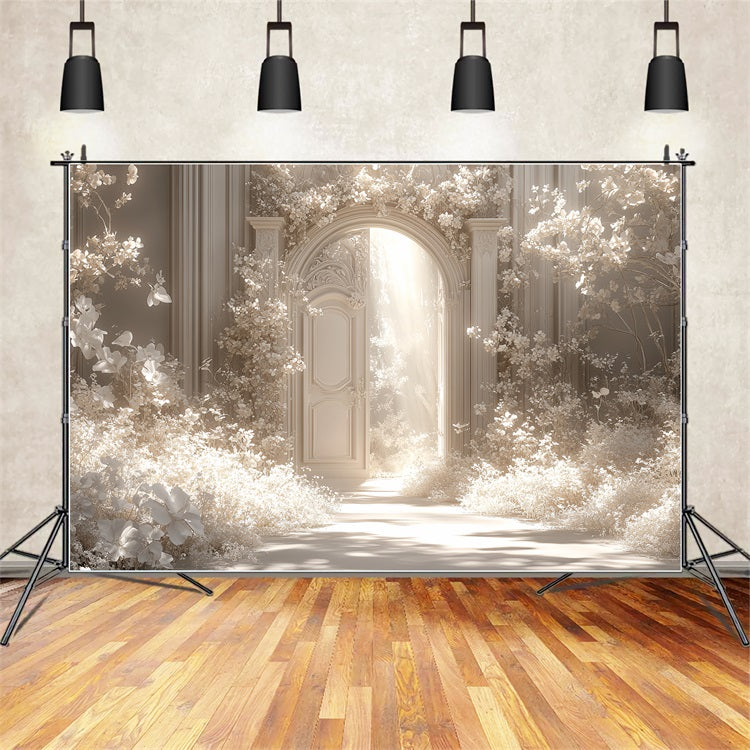 Toile de fond Intérieur Château Arche Fantaisie Florale Blanche CSH4-358