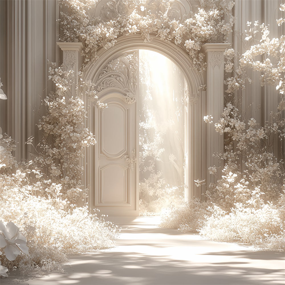 Toile de fond Intérieur Château Arche Fantaisie Florale Blanche CSH4-358