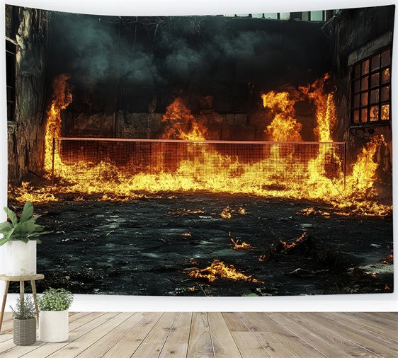 Toile de fond Photographie Sport Court de Tennis En Feu CSH4-381