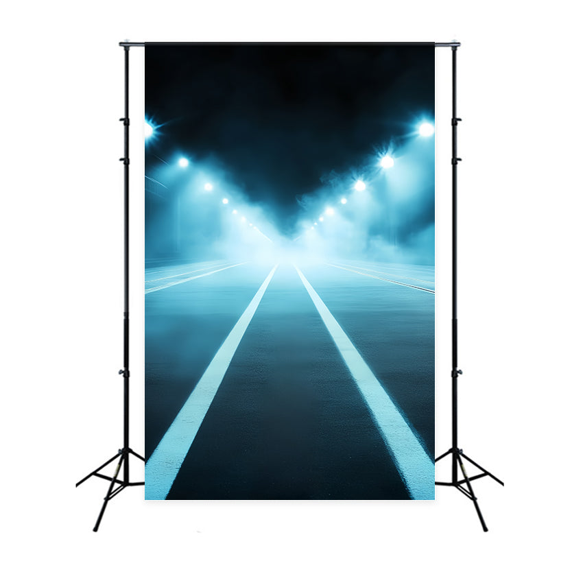 Toile de fond Photographie Sport Piste de Course Nuit Brumeuse CSH4-388