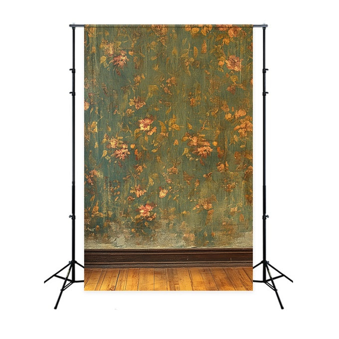 Toile de fond Photo Antique Mur Floral Vert Vintage CSH4-392