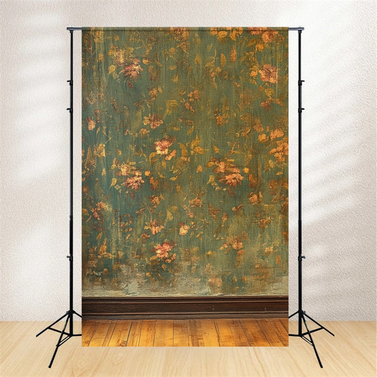 Toile de fond Photo Antique Mur Floral Vert Vintage CSH4-392