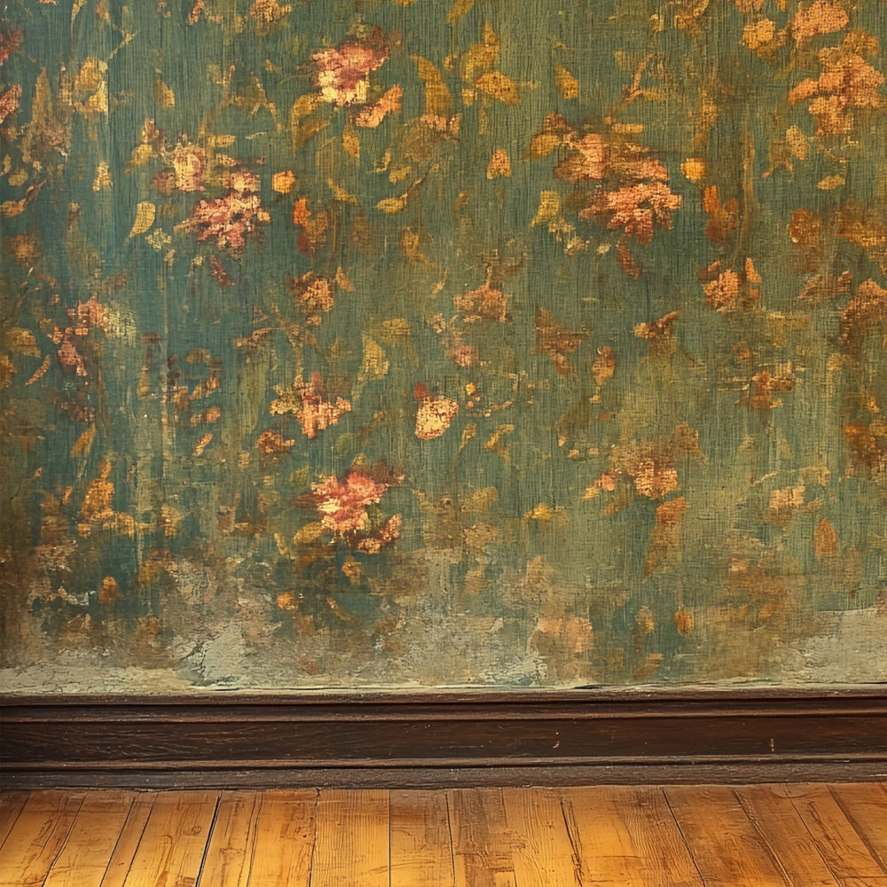 Toile de fond Photo Antique Mur Floral Vert Vintage CSH4-392