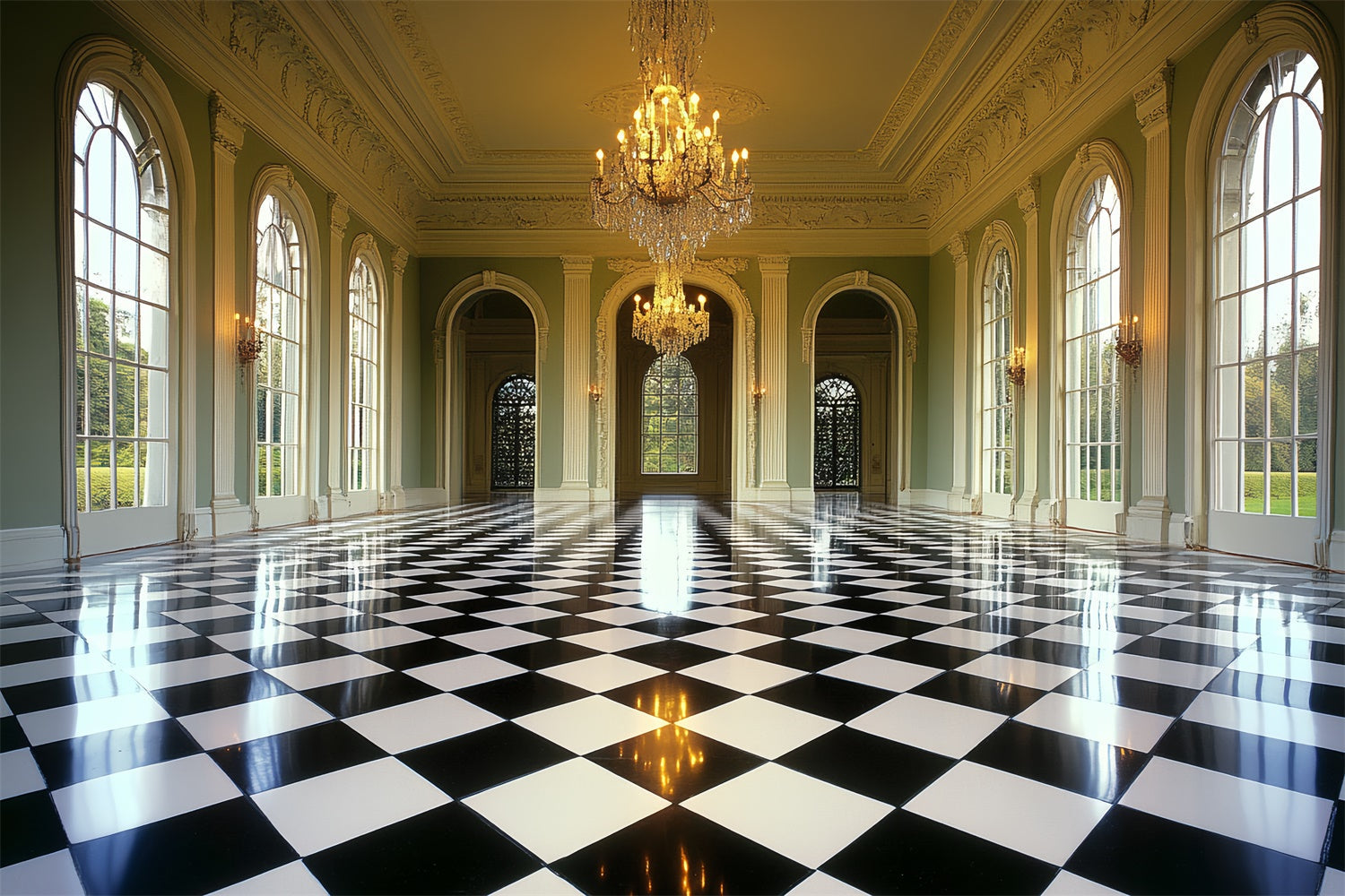 Toile de fond Photo Vintage Fenêtre de Salle de Bal Luxueuse CSH4-399