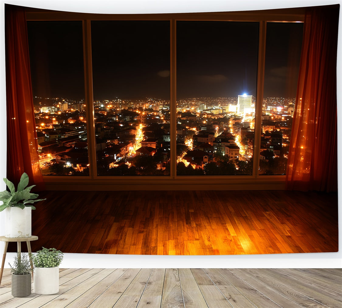 Toile de fond Photographie Vintage Vue Nocturne sur la Ville CSH4-401